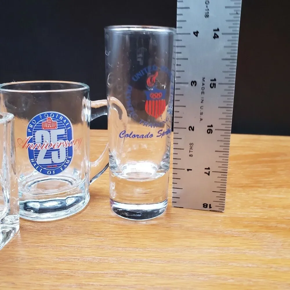 Lot 4 Sports Collectible Shot Glasses ESPN Disney Olympic Training Pro Football
